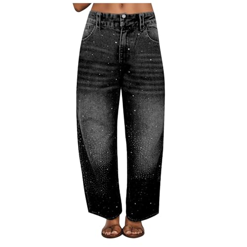 Pamqsen Jeans Damen High Waist Baggy Jeans Jeans Damen Y2k-Hosen Hochtaillierte Denim-Hose mit weitem Bein Vintage Streetwear Weiter Beinschnitt Jeans für Party Freizeit von Pamqsen