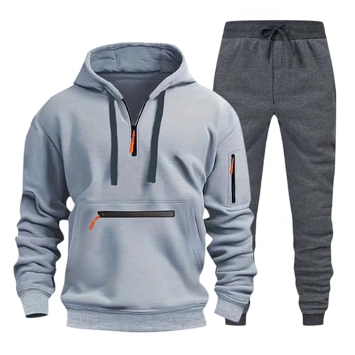 Pamqsen Jogginganzug Herren Set, Trainingsanzug Mit Jogginghose und Kapuzenpullover, Hoodie Mit Reißverschluss, Y2k Pullover 2-Teilig Tracksuit Baggy Activewear Für Casual Streetwear von Pamqsen