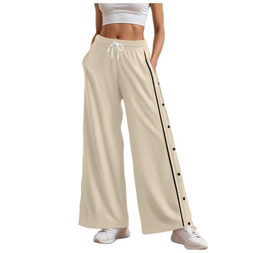 Pamqsen Reha Hose Damen Seitlich Zu öffnen Bequeme Atmungsaktiv Jogginghose mit Seitlicher Knopfleiste Locker Gummibund Trainingshose Sportswear Knopfhose Sporthose Unisex Sweatshose von Pamqsen