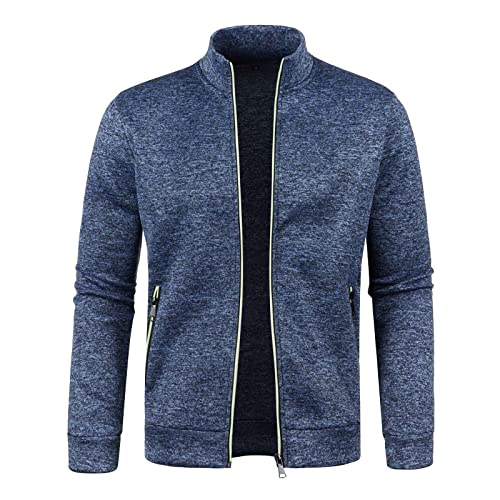 Pamqsen Sweatjacke Herren ohne Kapuze Freizeit Jacke 2024 Oversize Übergangsjacke Sport Jacken Leichte Dünne Sportjacke Outdoor Trainingsjacke Slim Fit Bomberjacke Bequeme Herbstjacke Softshelljacke von Pamqsen