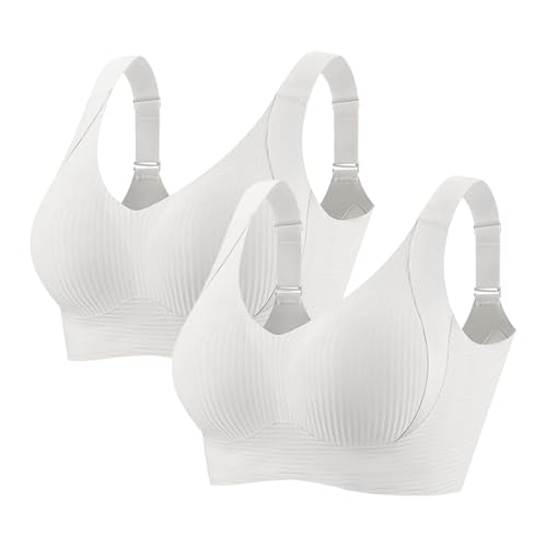 Pamqsen Warehouse Deals Angebote 2er Pack BH Damen Ohne Bügel BHS Bra Starker Halt Nahtlose Soft Bustier Komfort Vollschalen Gepolstert Büstenhalter Verstellbar Unterwäsche von Pamqsen
