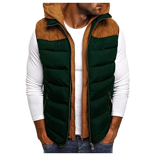 Pamqsen Weste Herren Winter Steppweste mit Kapuze Leicht Winterweste Outdoor Daunenweste Ärmellose Jacke Gilet Sportweste Übergangsjacke Herren-Westen von Pamqsen