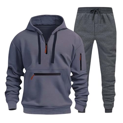 Pamqsen beliebte Marken Herren Trainingsanzug Jogginganzug Sportanzug Set 2-Teiliges mit Hoodie Jacke und Jogginghose Trainingsanzüge Atmungsaktiv Sportlich Tracksuit mit Reißverschluss Tasche von Pamqsen