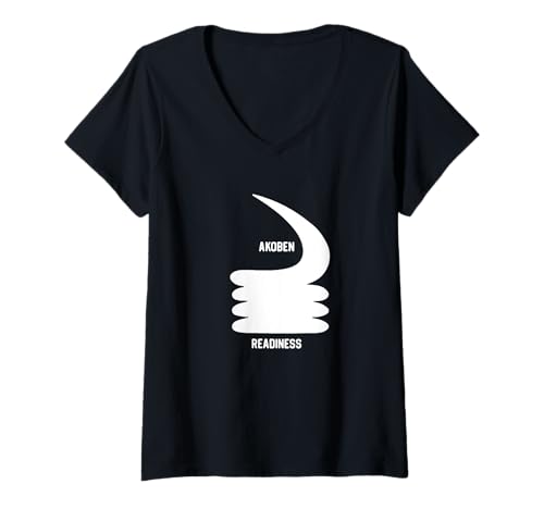 Damen Akoben Readiness Gyaman Adinkra ghanaischer Afrikaner T-Shirt mit V-Ausschnitt von Pan-African Solidarity