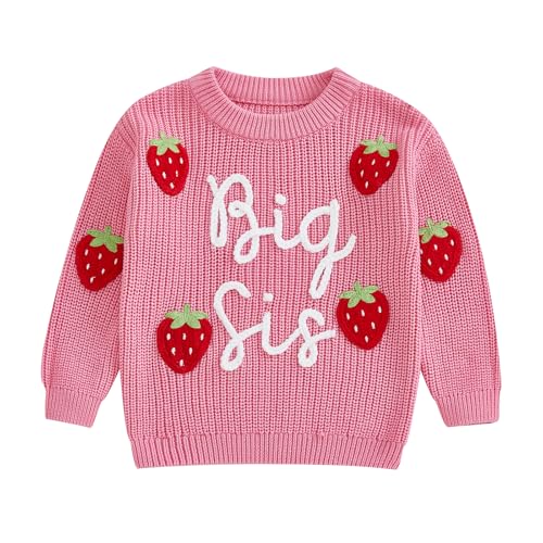 PanLidapan Kleinkind Baby Mädchen Pullover Herbst Winter Langarm Pullover Strickwaren Big Sister Strickpullover Kinder Trainingsanzug Kleidung, rot, 3-4 Jahre von PanLidapan