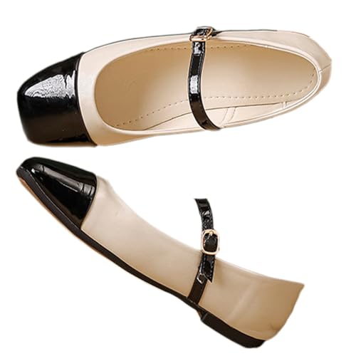 PanaLuxe Tow Tone Mary Jane Flach für Frauen Patchwork Beige Ballet Flats mit Riemen Square Toe Wanderschuhe Flats 43 PanaLuxe Tow Tone Mary Jane Flach für Frauen Patchwork Beige Ballet Flats mit Riemen Square Toe Wanderschuhe Flats 43 von PanaLuxe
