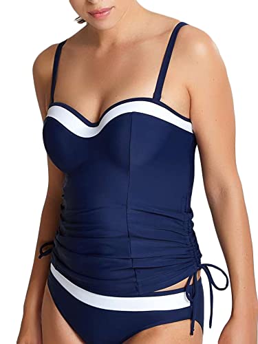 Panache Damen Anya Cruise BH, geformt, Bandeau Tankini-Oberteil, Marineblau/Weiß, 90F von Panache