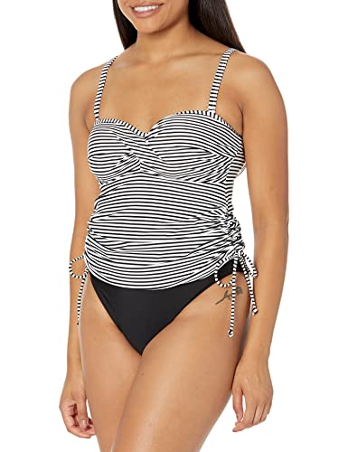 Panache Damen Anya Stripe Tankini, Mehrfarbig (Black/White), 75FF (Herstellergröße: 34FF) von Panache