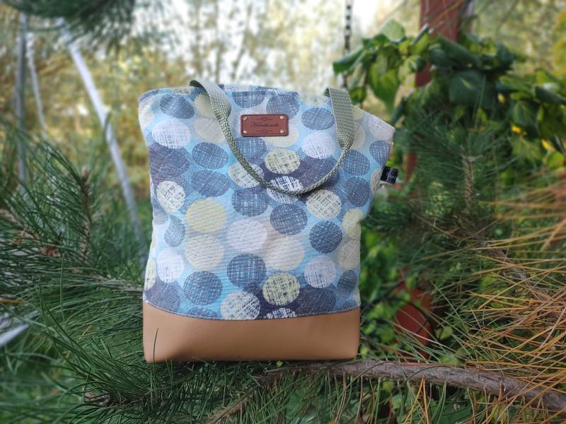 Unikat Dots Projekttasche Kunstleder-Canvas-Tasche Mit Magnetverschluss von PanaluDesign