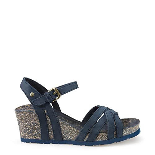Panama Jack Damen Vera Basics Offene Sandalen mit Keilabsatz, Blau (Navy) von Panama Jack