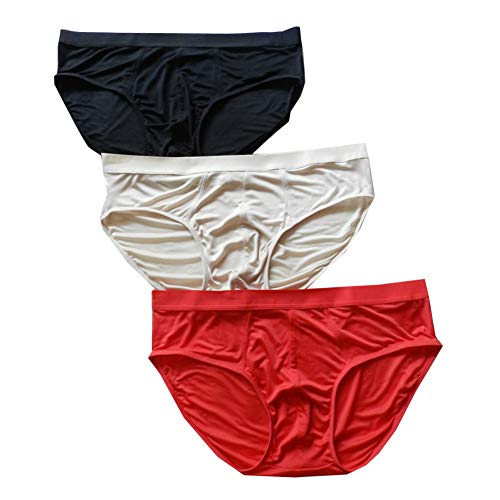 Panasilk 3 Stück Herren Seide Strick Unterwäsche Bikini Slips Low Rise Unterwäsche, mehrfarbig, XL von Panasilk