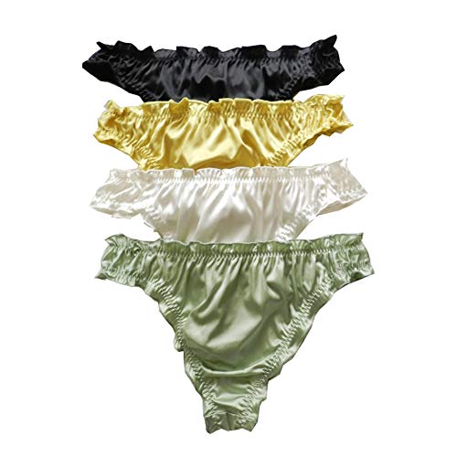 Panasilk 4 Stück Herren Seidenhöschen Tangas Sissy Panties Bikini Slips Crossdress Dessous, mehrfarbig, XL von Panasilk