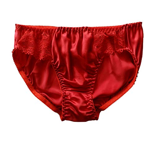 Panasilk Damen-Slip, 100 % reine Maulbeerseide, weiche Spitze, Unterwäsche, rot, 46 von Panasilk