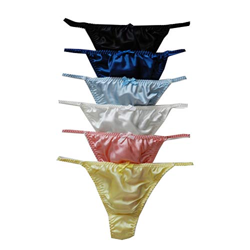 Yavorrs 6pcs Damen Seide Panties G-Strings Tangas Tangas Größe S M L XL 2XL, mehrfarbig, 42 von Panasilk