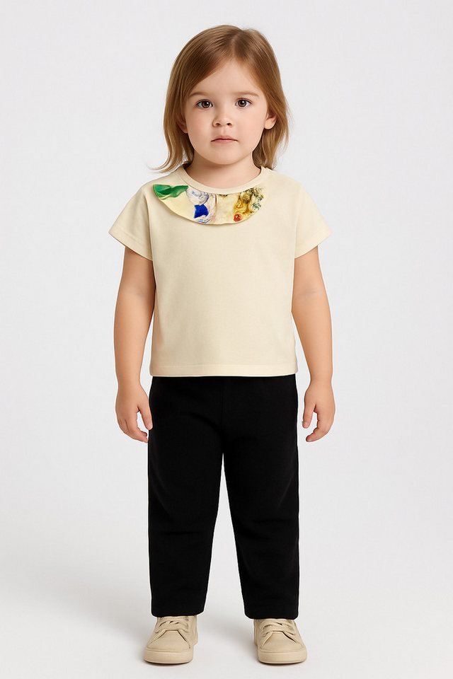 Panco T-Shirt Baby-Mädchen-T-Shirt mit Rüschendetail am Kragen von Panco