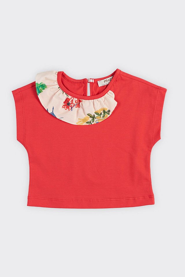 Panco T-Shirt Baby-Mädchen-T-Shirt mit Rüschendetail am Kragen von Panco
