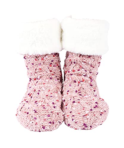 Panda Bros Weiche warme und kuschelige Damen-Socken mit Fleece-Futter und Greifern, Pink Dianzisha, 5.5-8.5 von Panda Bros