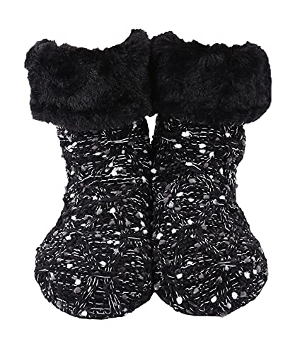 Panda Bros Weiche warme und kuschelige Damen-Socken mit Fleece-Futter und Greifern, Schwarze Dianzisha, 5.5-8.5 von Panda Bros