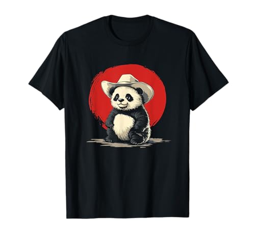 Junger Pandabär mit lustigem Cowboyhut für Erwachsene und Kinder T-Shirt von Panda Cowboy