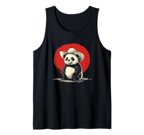 Junger Pandabär mit lustigem Cowboyhut für Erwachsene und Kinder Tank Top von Panda Cowboy