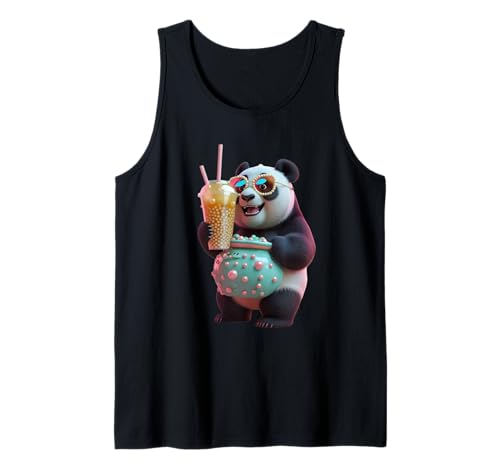 Panda Holding a Giant Cup Lustiges Unisex-Design Männer Frauen T-Shirt Tank Top von Panda Holding a Giant Cup Funny Unisex Design tee