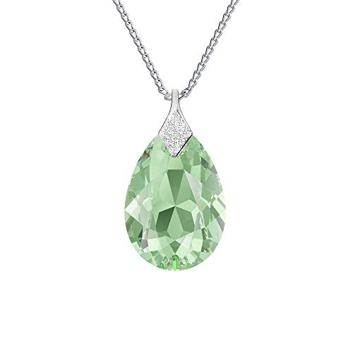 Kette Damen mit Anhänger - Halskette Damen Silber 925 - elegante und moderne Schmuck für Sie - Silber Kette in Form eines Tropfens - Wetten Sie Auf Ketten Anhänger - mit Kristalle (Peridot) von Panda-Jewellery