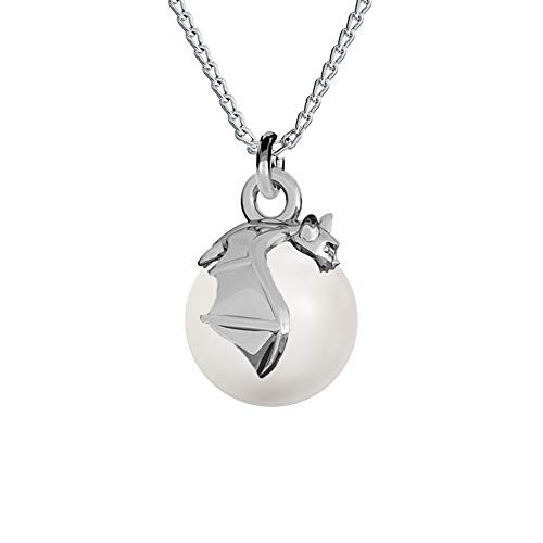 Panda-Jewellery Kette Damen mit Anhänger - Halskette Damen Silber 925 - elegante und moderne Schmuck für Sie - Silber Kette mit Perlen und Fledermaus - Wetten Sie Auf Ketten Anhänger von Panda-Jewellery