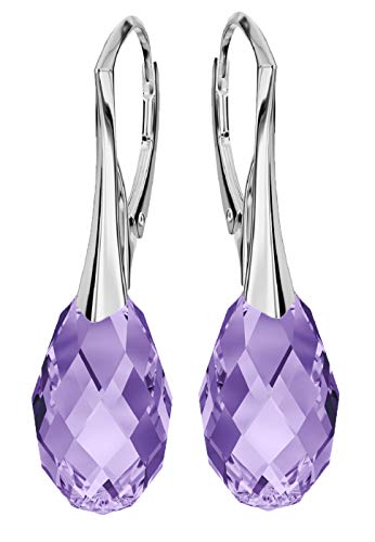 925-Sterling Silber Ohrringe mit Kristallen - Briolette - Viele Farben - Ohrhänger für Frauen - Schön Schmuck Für Damen mit Geschenkbox (Tanzanite) von Panda-Jewellery