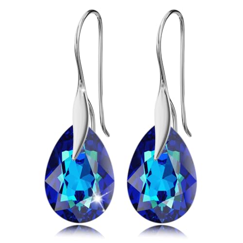 Ohrringe Silber 925 Hängend - Ohrringe Hängend mit Kristallen - Wählen Sie Schmuck für Sie - Wetten Sie Auf Silber Ohrringe Damen in Form eines Tropfes (Bermuda Blue) von Panda-Jewellery