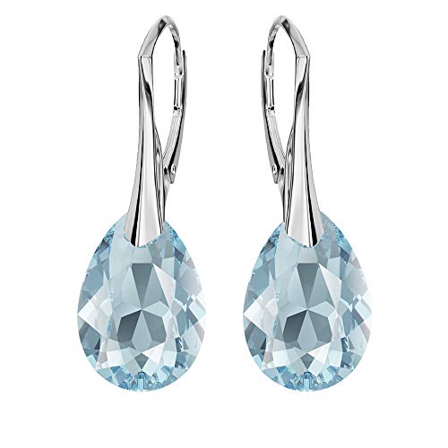 Ohrringe Silber 925 Hängend - Ohrringe Hängend mit Kristallen - Wählen Sie Schmuck für Sie - Wetten Sie Auf Silber Ohrringe Damen in Form eines Tropfes (Aquamarine) von Panda-Jewellery