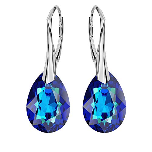 Ohrringe Silber 925 Hängend - Ohrringe Hängend mit Kristallen - Wählen Sie Schmuck für Sie - Wetten Sie Auf Silber Ohrringe Damen in Form eines Tropfes (Bermuda Blue) von Panda-Jewellery