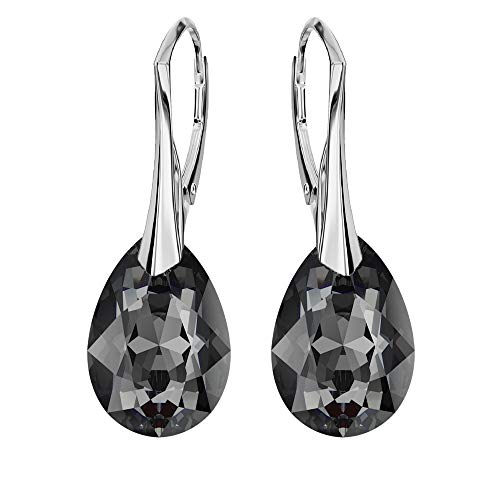 Ohrringe Silber 925 Hängend - Ohrringe Hängend mit Kristallen - Wählen Sie Schmuck für Sie - Wetten Sie Auf Silber Ohrringe Damen in Form eines Tropfes (Silver Night) von Panda-Jewellery