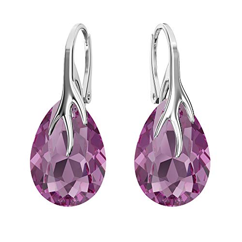 Ohrringe Silber 925 Hängend - Ohrringe Hängend mit Kristallen - Wählen Sie Schmuck für Sie - Wetten Sie Auf Silber Ohrringe Damen in Form eines Tropfes (Amethyst) von Panda-Jewellery