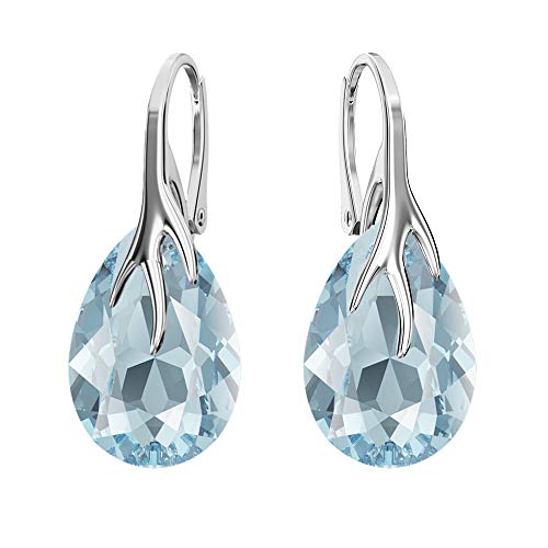 Panda-Jewellery Ohrringe Silber 925 Hängend - Kristallohrringe mit Aquamarin - Damen Schmuck in Tränenform von Panda-Jewellery