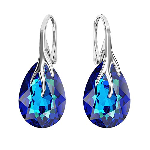 Ohrringe Silber 925 Hängend - Ohrringe Hängend mit Kristallen - Wählen Sie Schmuck für Sie - Wetten Sie Auf Silber Ohrringe Damen in Form eines Tropfes (Bermuda Blue) von Panda-Jewellery