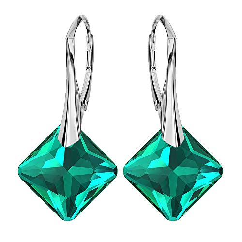 Ohrringe Silber 925 Hängend - Ohrringe Hängend mit Kristallen - Wählen Sie Schmuck für Sie - Wetten Sie Auf Silber Ohrringe Damen in Form eines Rhombus (Emerald) von Panda-Jewellery