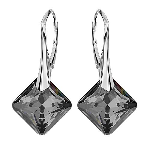 Panda-Jewellery Ohrringe Silber 925 Hängend - Ohrringe Hängend mit Kristallen - Wählen Sie Schmuck für Sie - Wetten Sie Auf Silber Ohrringe Damen in Form eines Rhombus (Silver Night) von Panda-Jewellery