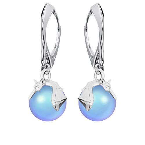 Ohrringe Silber 925 Hängend - mit Anhänger von Perlen - Wählen Sie Ohrringe Hängend - elegante und moderne Schmuck für Sie - Wetten Sie Auf Silber Ohrringe Damen - Fledermaus (Light Blue) von Panda-Jewellery