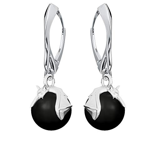 Ohrringe Silber 925 Hängend - mit Anhänger von Perlen - Wählen Sie Ohrringe Hängend - elegante und moderne Schmuck für Sie - Wetten Sie Auf Silber Ohrringe Damen - Fledermaus (Mystic Black) von Panda-Jewellery