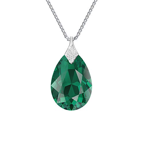 Panda-Jewellery Kette Damen Silber 925 - Elegante und Moderne Schmuck für Sie - Silber Kette in Form eines Tropfens mit Kristall (Emerald) von Panda-Jewellery