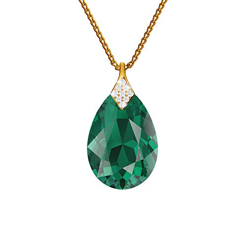 Kette Damen mit Anhänger - Halskette Damen Silber 925 - elegante und moderne Schmuck für Sie - Vergoldete Silber Kette in Form eines Tropfens - Wetten Sie Auf Ketten Anhänger - mit Kristalle von Panda-Jewellery