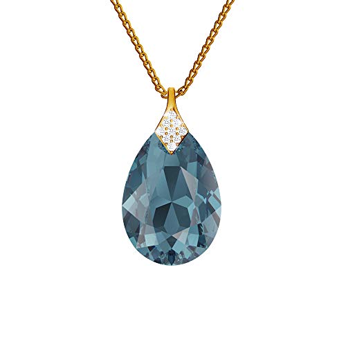 Kette Damen mit Anhänger - Halskette Damen Silber 925 - elegante und moderne Schmuck für Sie - Vergoldete Silber Kette in Form eines Tropfens - Wetten Sie Auf Ketten Anhänger - mit Kristalle von Panda-Jewellery