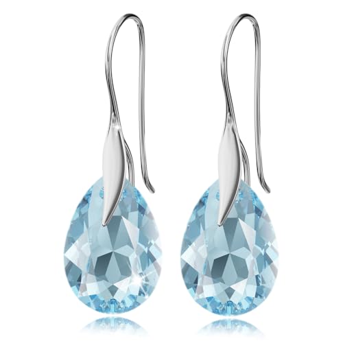 Ohrringe Silber 925 Hängend - Ohrringe Hängend mit Kristallen - Wählen Sie Schmuck für Sie - Wetten Sie Auf Silber Ohrringe Damen in Form eines Tropfes (Aquamarine) von Panda-Jewellery