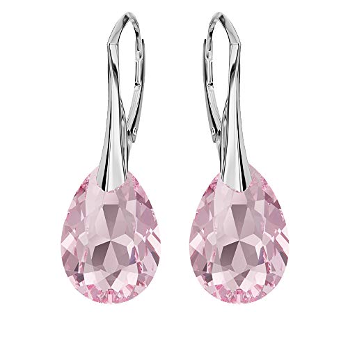 Ohrringe Silber 925 Hängend - Ohrringe Hängend mit Kristallen - Wählen Sie Schmuck für Sie - Wetten Sie Auf Silber Ohrringe Damen in Form eines Tropfes (Light Rose) von Panda-Jewellery