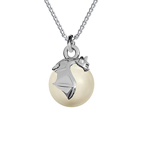 Panda-Jewellery Kette Damen mit Anhänger - Halskette Damen Silber 925 - elegante und moderne Schmuck für Sie - Silber Kette mit Perlen und Fledermaus - Wetten Sie Auf Ketten Anhänger von Panda-Jewellery