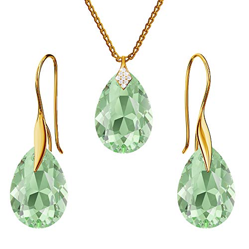 Panda-Jewellery Ohrringe Silber 925 Hängend - Kette Damen mit Anhänger - Vergoldet Schmuck Set für Sie in Form eines Tropfens - mit Kristallen - Ohrringe Hängend und Halskette Damen Silber 925 Panda-Jewellery Ohrringe Silber 925 Hängend - Kette Damen mit Anhänger - Vergoldet Schmuck Set für Sie in Form eines Tropfens - mit Kristallen - Ohrringe Hängend und Halskette Damen Silber 925 von Panda-Jewellery