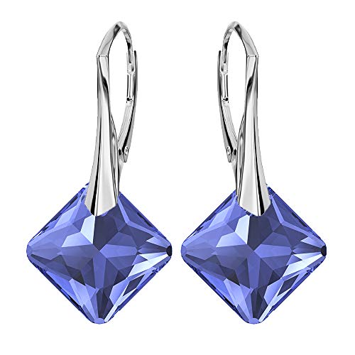 Panda-Jewellery Ohrringe Silber 925 Hängend - Ohrringe Hängend mit Kristallen - Wählen Sie Schmuck für Sie - Wetten Sie Auf Silber Ohrringe Damen in Form eines Rhombus (Sapphire) von Panda-Jewellery