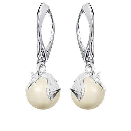 Panda-Jewellery Sterling Silber 925 Ohrringe für Damen Schlenker mit Perlen Fledermaus Silberschmuck für Sie Tropfen Schlenker Ohrringe für Mädchen Geschenk für Mutter in einer Schmuckschatulle Ohrhän von Panda-Jewellery