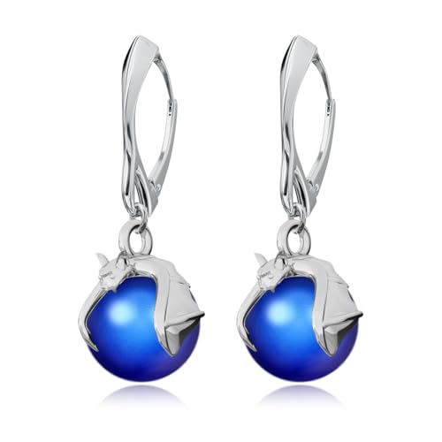 Panda-Jewellery Sterling Silber 925 Ohrringe für Damen Schlenker mit Perlen Fledermaus Silberschmuck für Sie Tropfen Schlenker Ohrringe für Mädchen Geschenk für Mutter in einer Schmuckschatulle Ohrhän von Panda-Jewellery