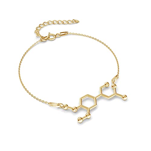 Panda-Jewellery Vergoldet 24K 925-Sterling Silber Armband - ADRENALIN - Chemische Formel - Einstellbare Länge - Schmuck mit Geschenkbox von Panda-Jewellery